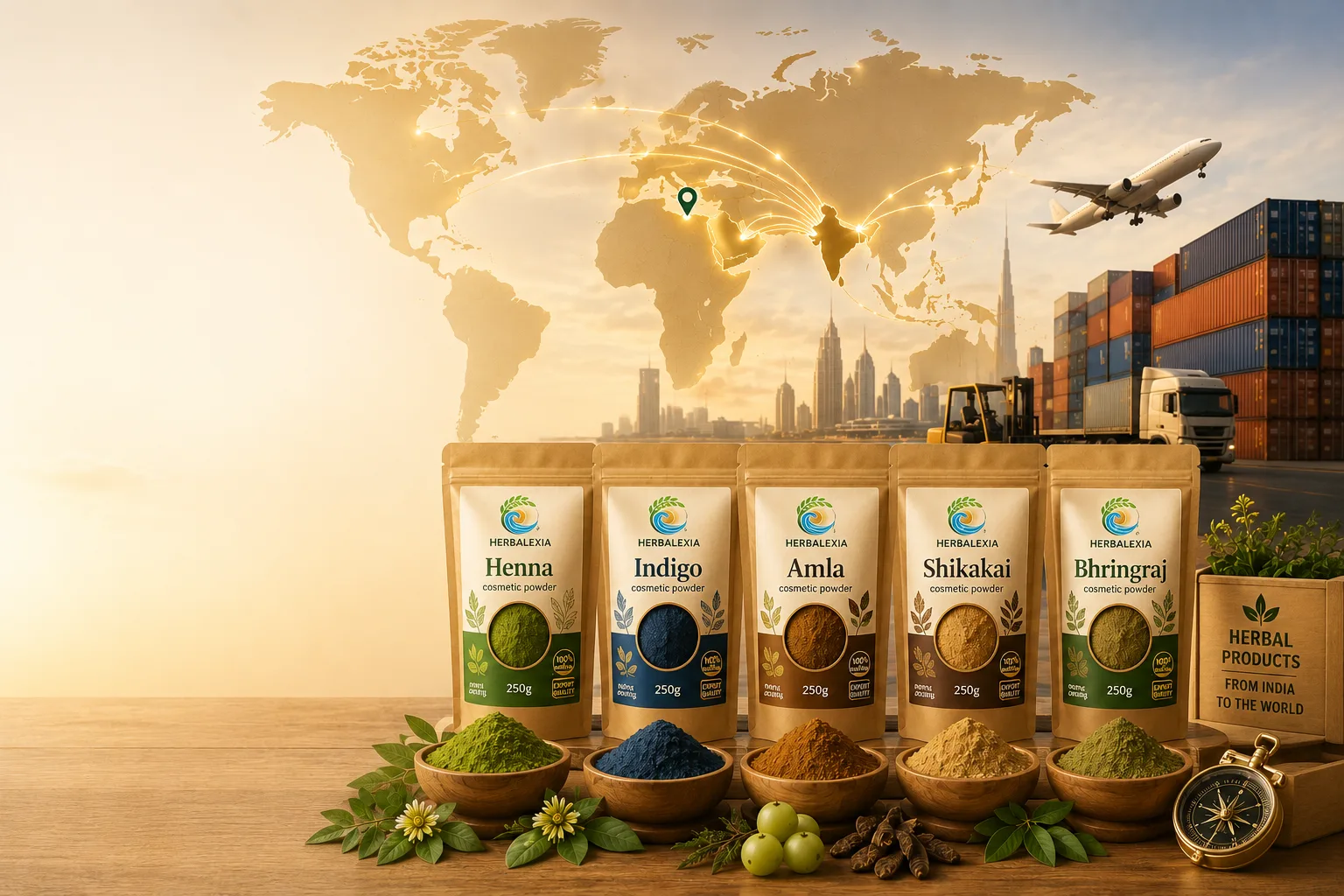 Herbalexia Ultra Premium B2B Global Export Warehouse Background
